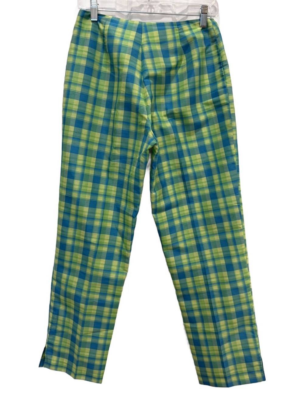 Georgio Fiorlini Green & Blue Plaid Pants. Size 6 - Picture 2 of 8